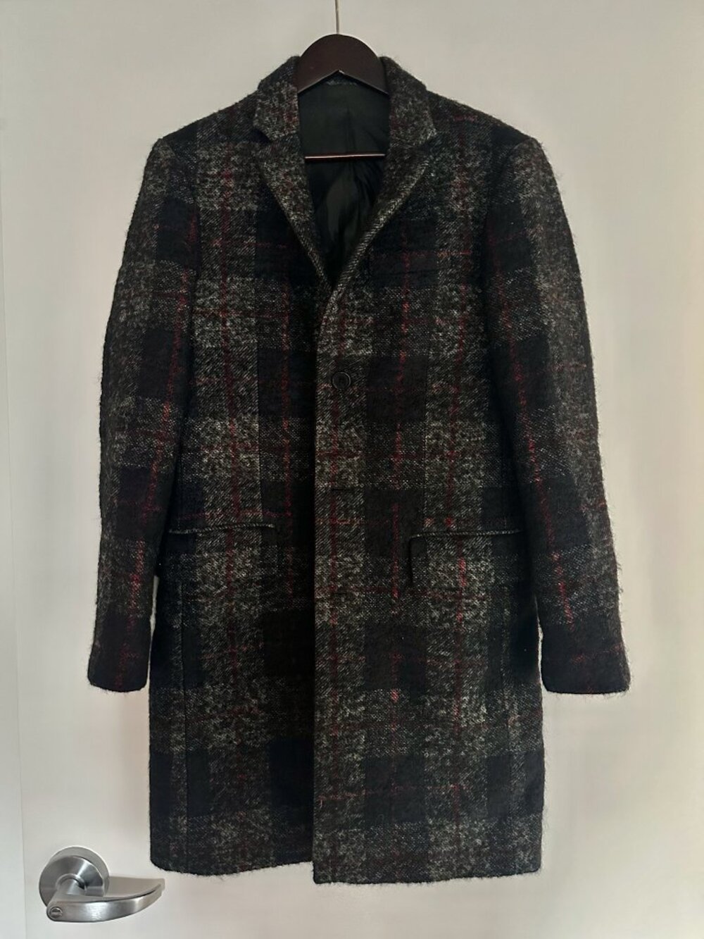 Club Monaco Plaid Wool Topcoat - Small - Picture 2 of 7